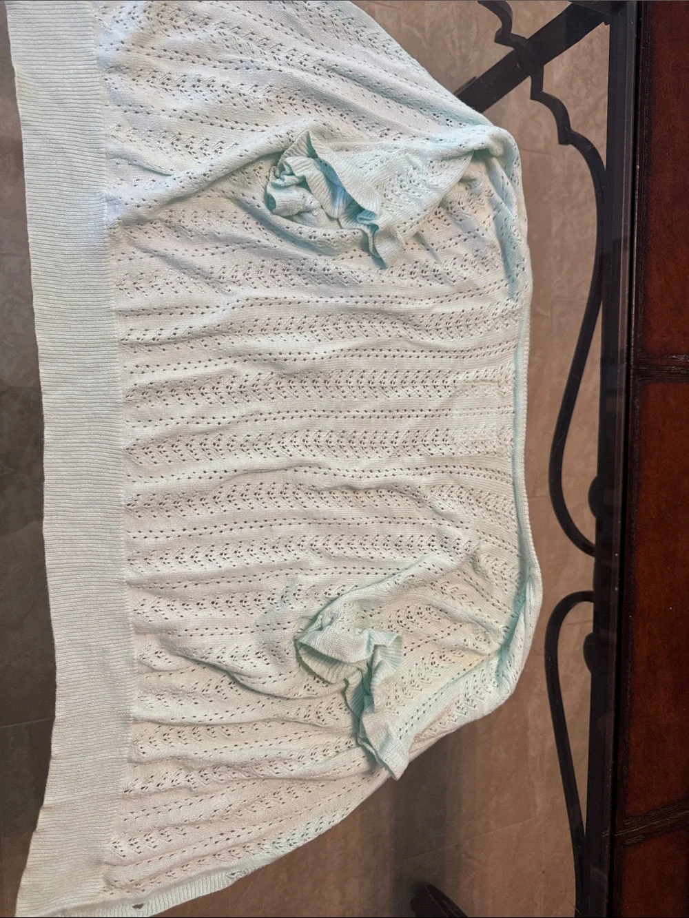 Vintage Justice Mint Short-Sleeve Openwork Cardigan